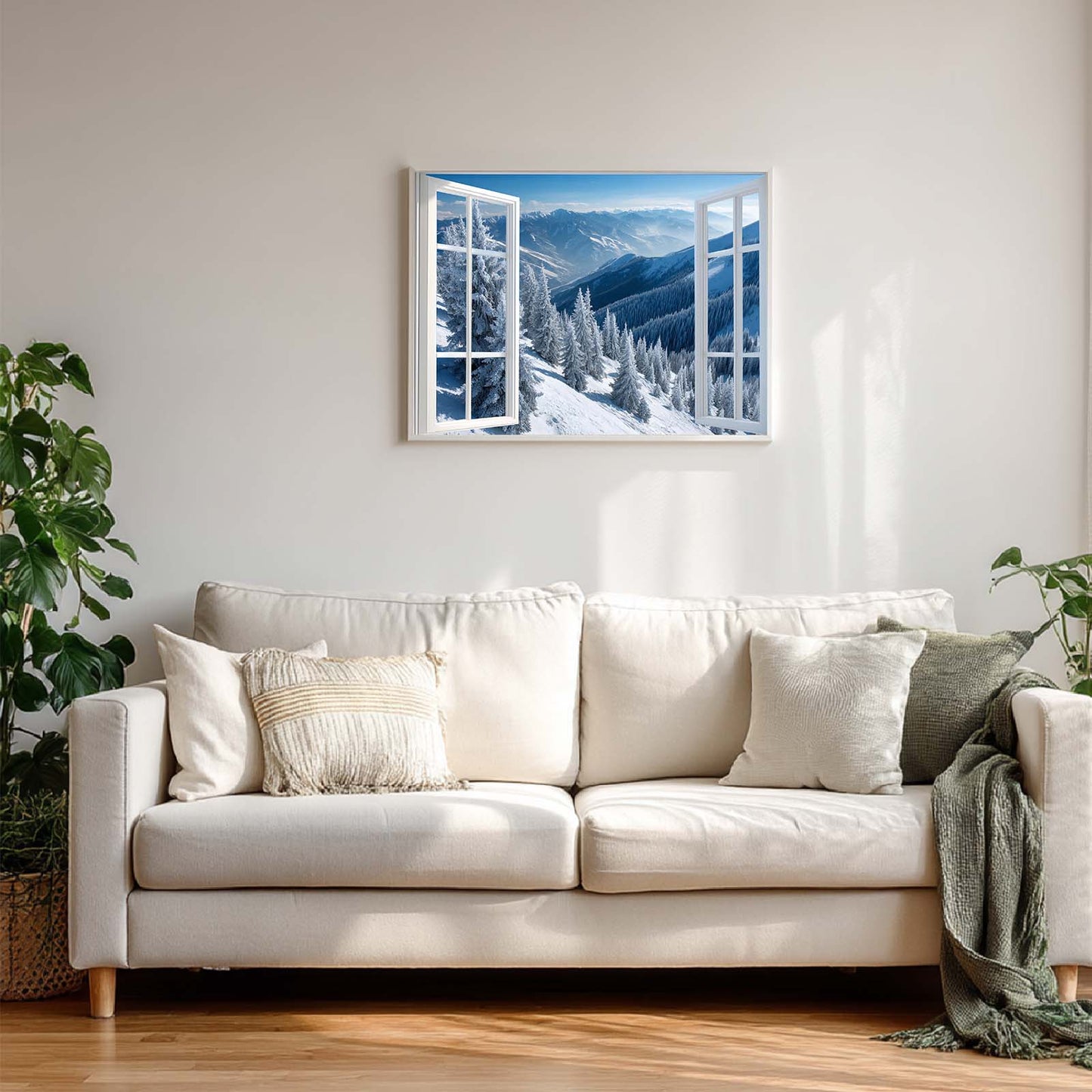 Abstract Landscape Window View Snowy Mountain