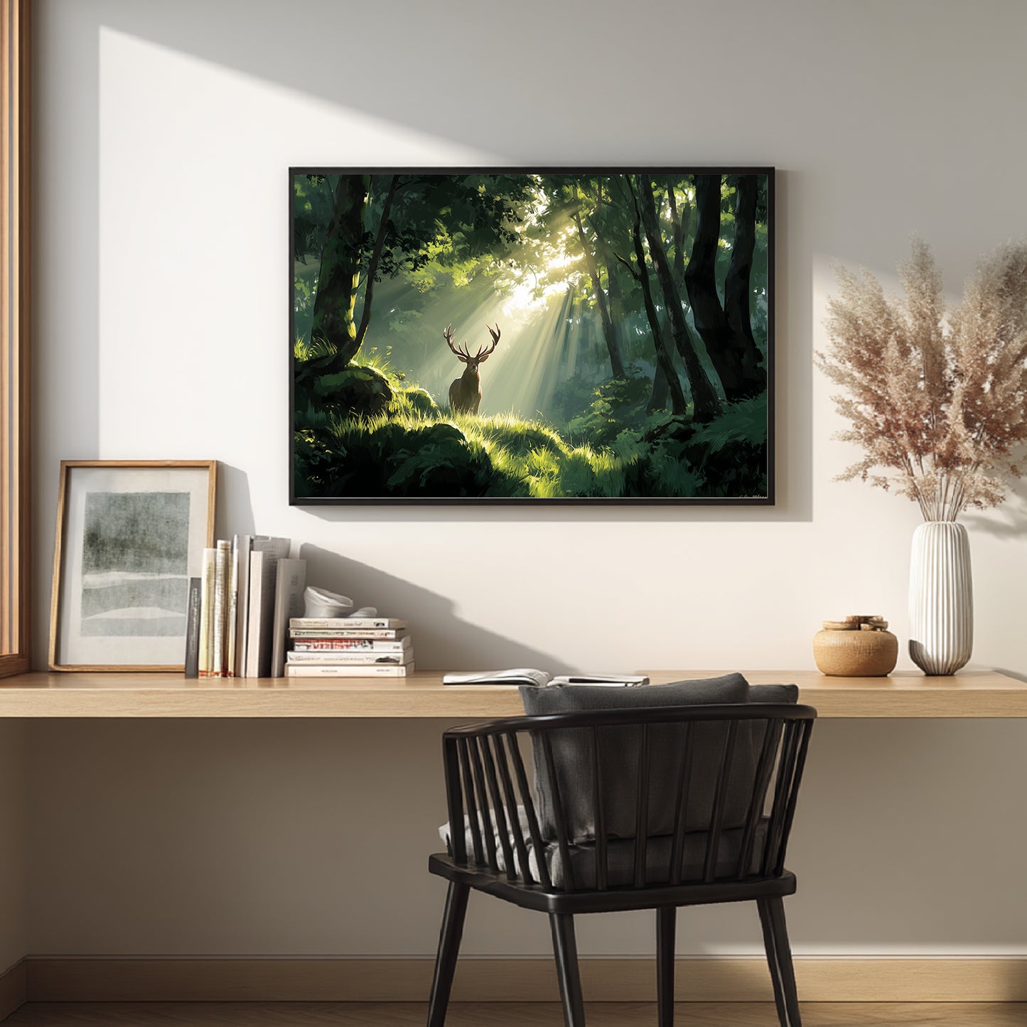 Nature Animal Deer in The Forest Abstract Landscape Sunlight