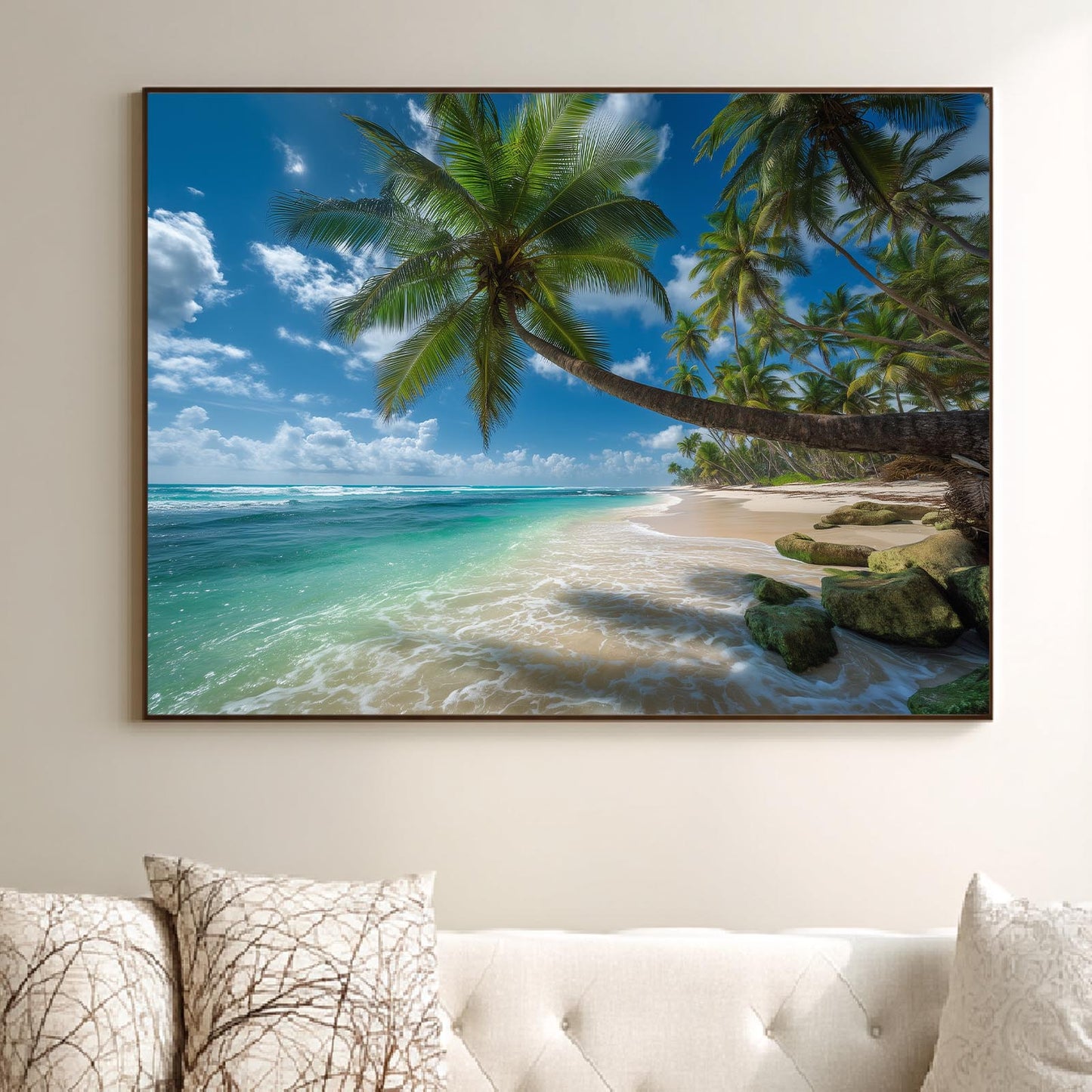Modern Ocean Palm Trees Beach Landscape