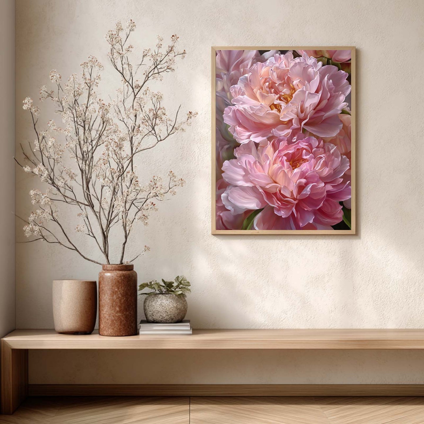 Abstract Pink Flower Canvas Painting Wall Art for Living Room Bedroom Decoration, Poster Print, Frameless