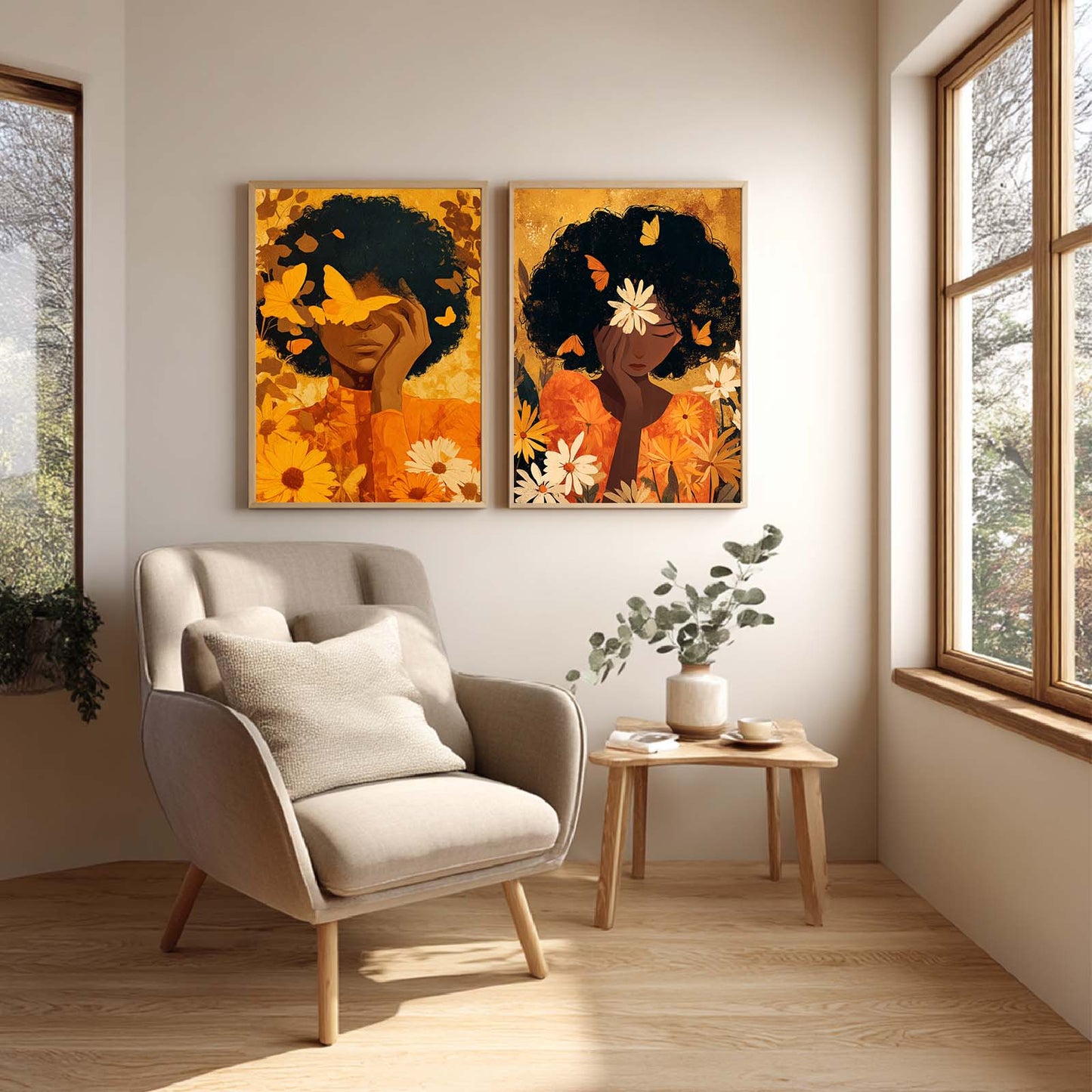 Abstract Girl and Butterfly