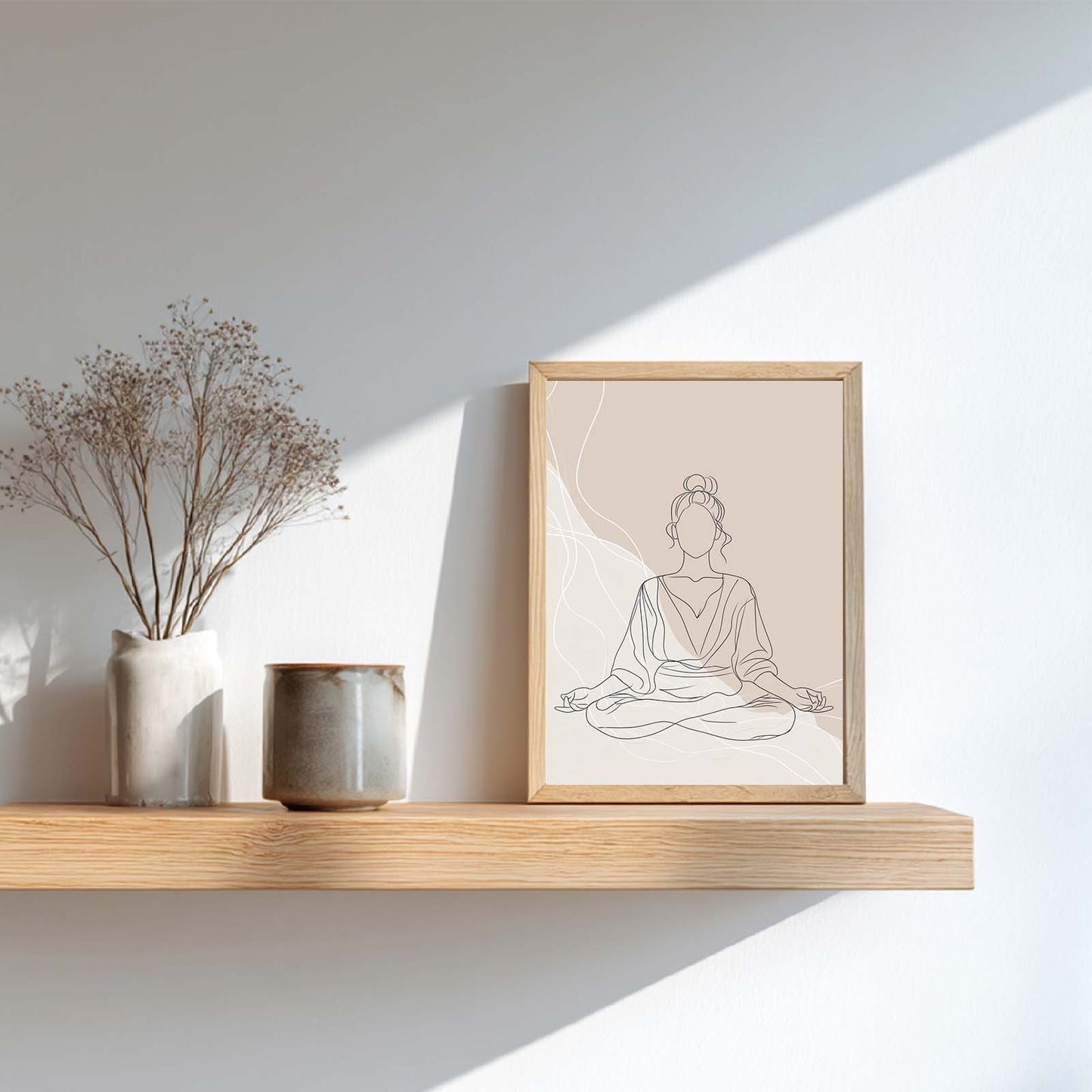 Minimalist Lines Yoga Meditation Abstract Beige