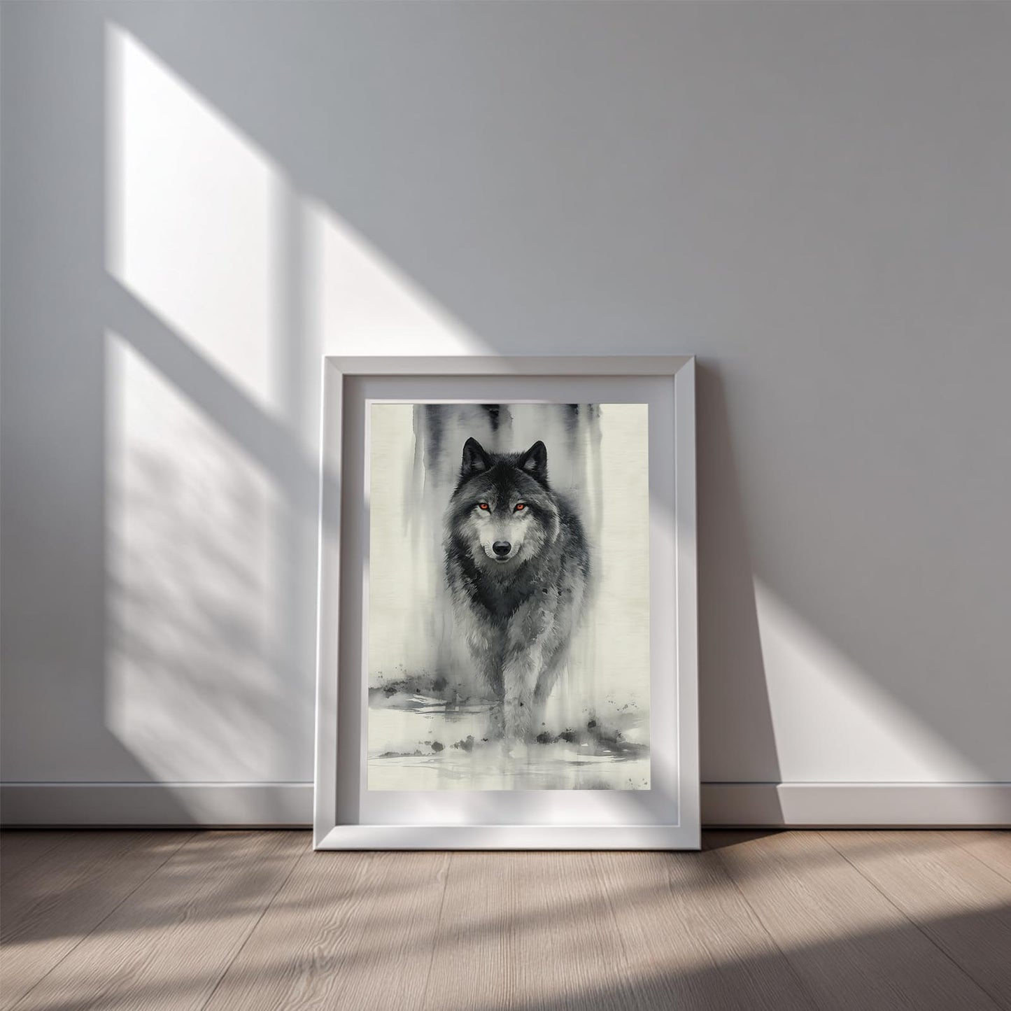 Ink Wash Style Wolf Animal Abstract