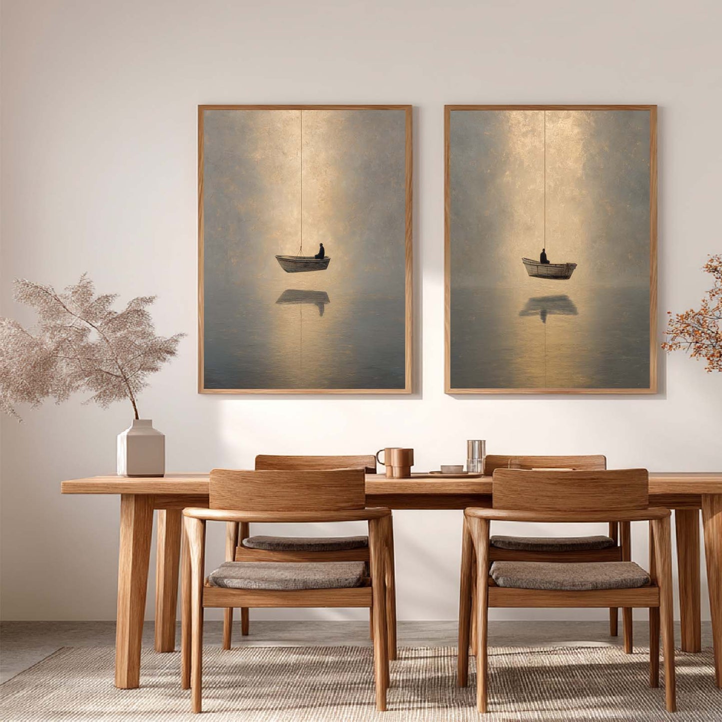 Canvas Painting Abstract Boat and Rope Wall Art Pictures for Living Room Bedroom Decoration Canvas Pictures Poster Frameless