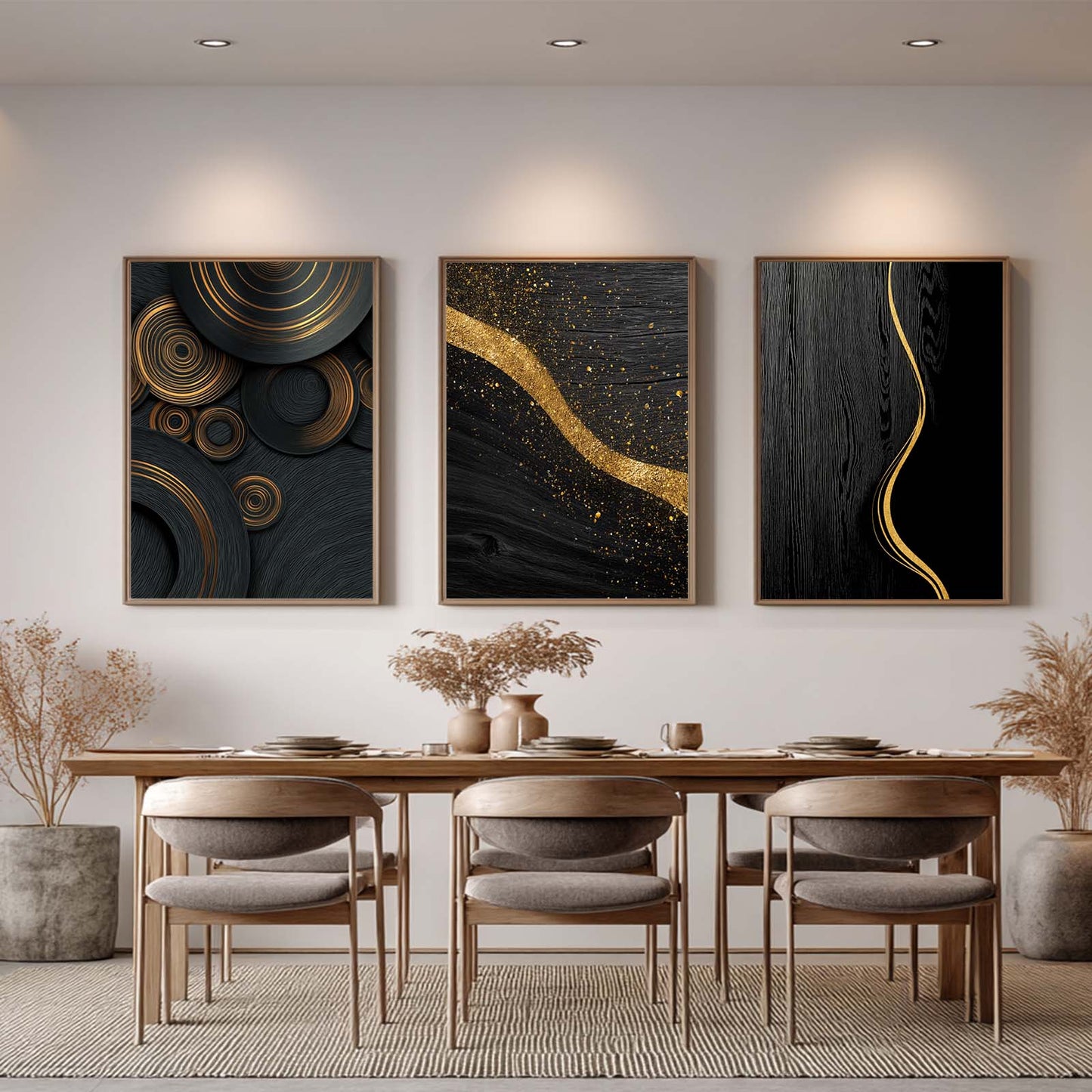 Abstract Black Annual Ring Wood Grain