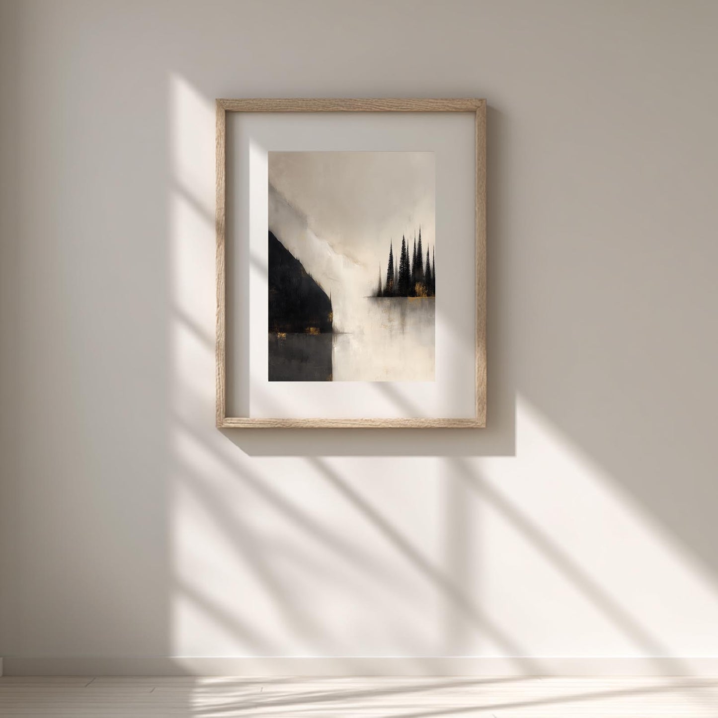 Abstract Landscape Black and White Waterfall