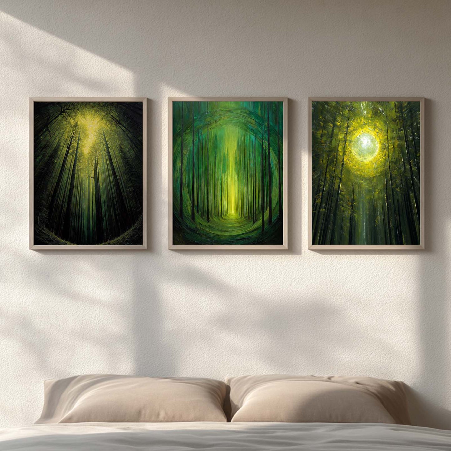 Abstract Landscape Forest Sunlight Canvas Painting Wall Art for Living Room Bedroom Decoration, Poster Print, Frameless