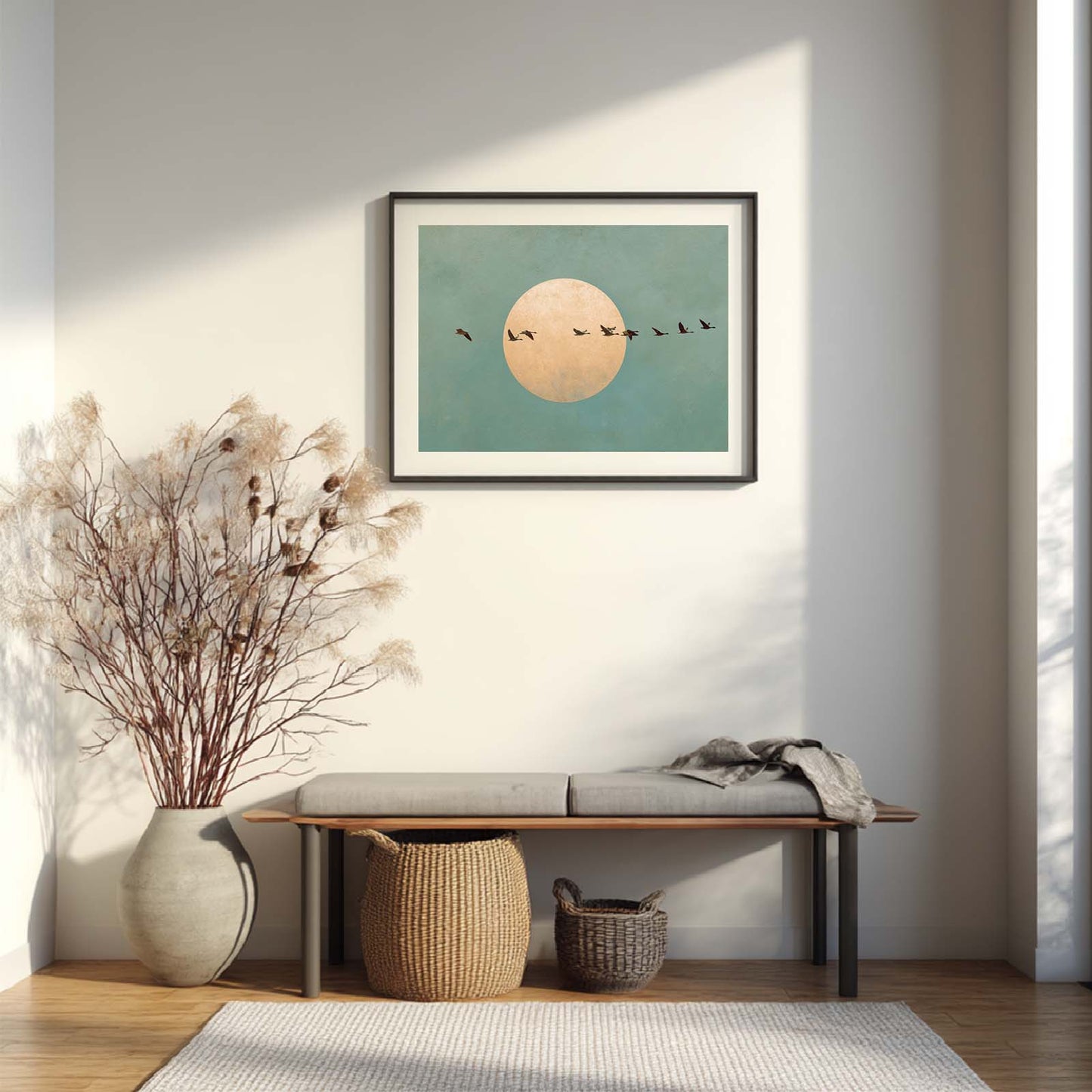 Abstract Sunset Wild Geese Canvas Painting Wall Art for Living Room Bedroom Decoration, Poster Print, Frameless