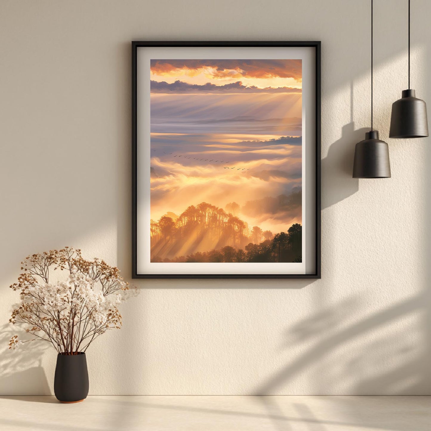 Abstract Landscape Sunrise Morning Fog
