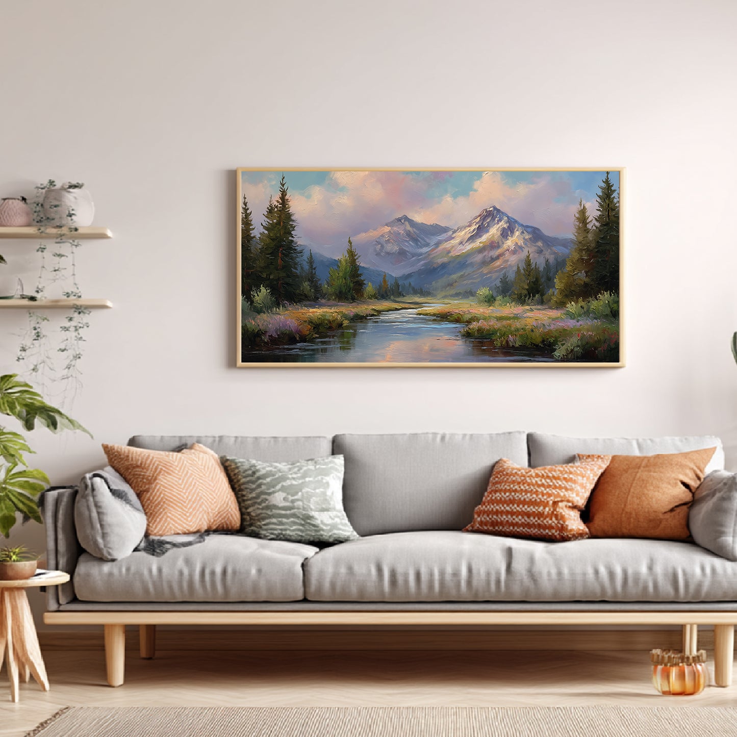 Snowy Mountain Lake Abstract Landscape