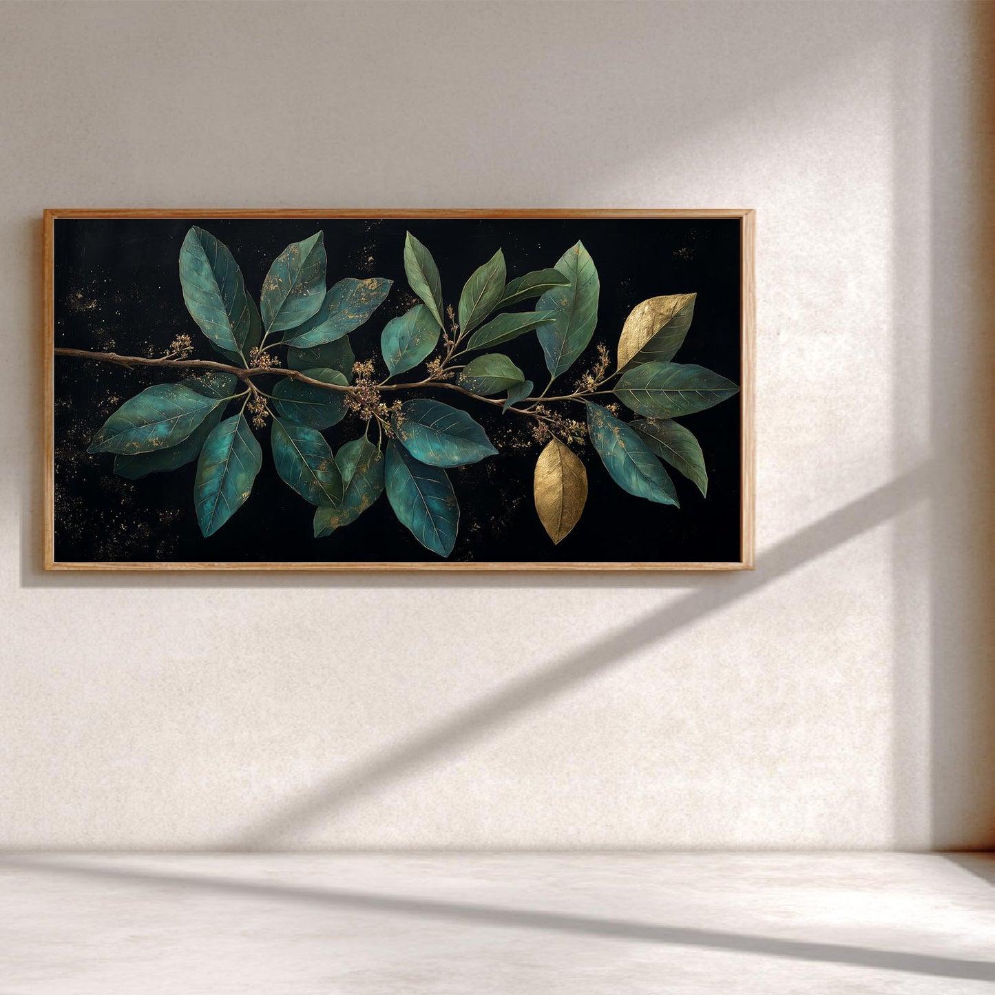 Abstract Green Gold Leaves