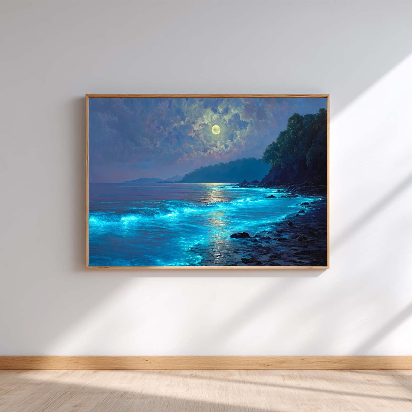 Abstract Oil Painting Moonlit Coast