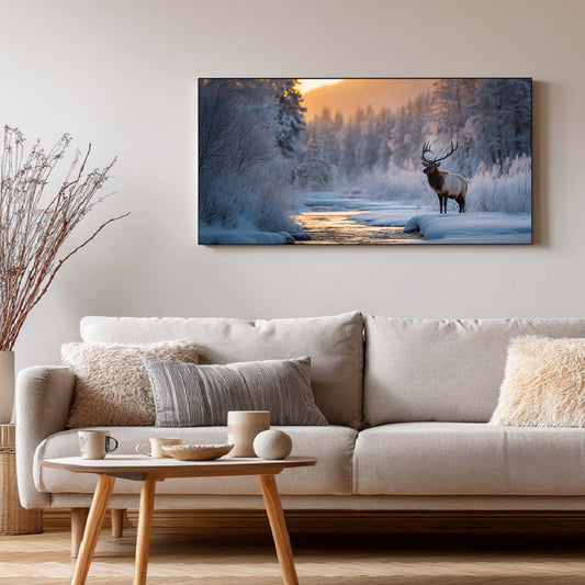 Winter Snowy Landscape Forest Deer Abstract