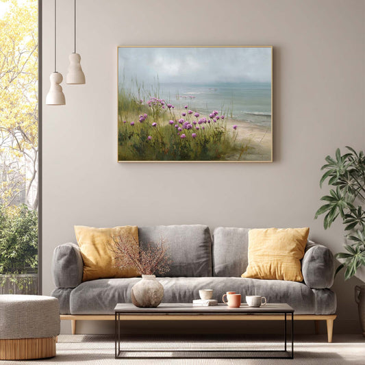 Canvas Painting Abstract Flowers by the Coast Vintage Wall Art Pictures for Living Room Bedroom Decoration Canvas Pictures Poster Frameless