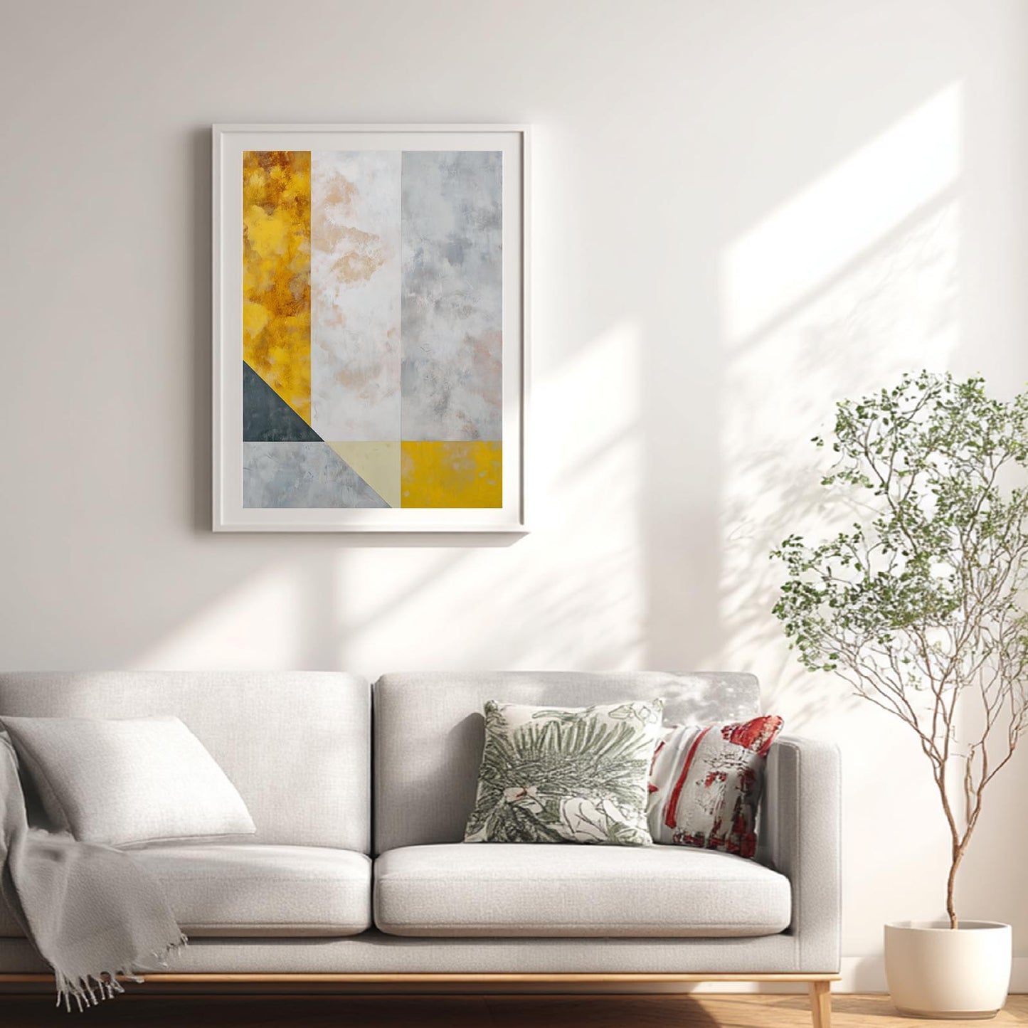 Beige Yellow Geometry Abstract