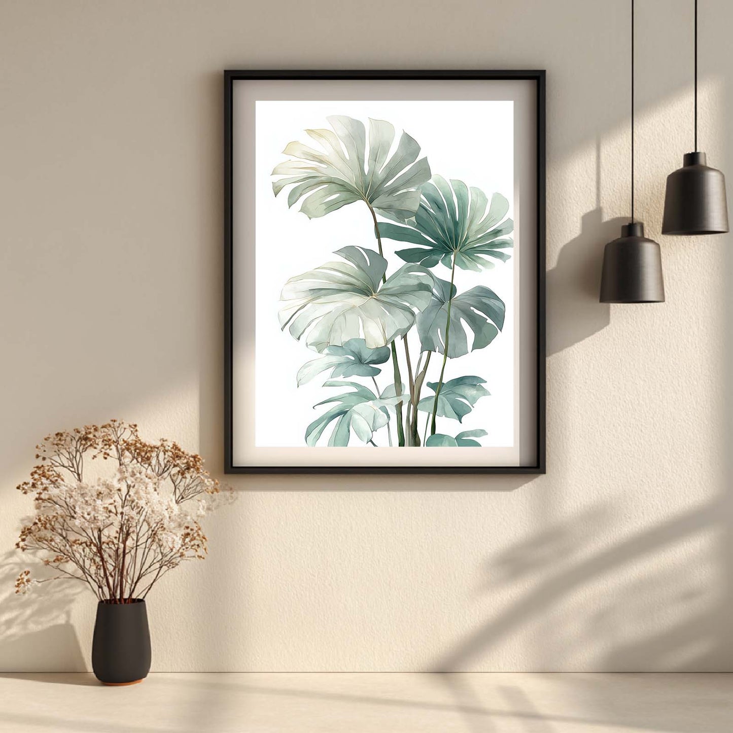 Abstract Green Leaves Flower Plant Canvas Painting Wall Art for Living Room Bedroom Decoration, Poster Print, Frameless