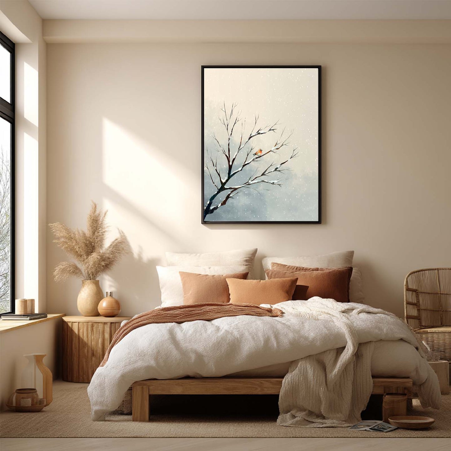 Abstract Oil Painting Winter Bird
