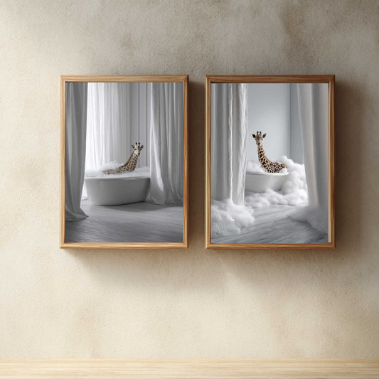 Abstract Funny Animals Taking A Bath