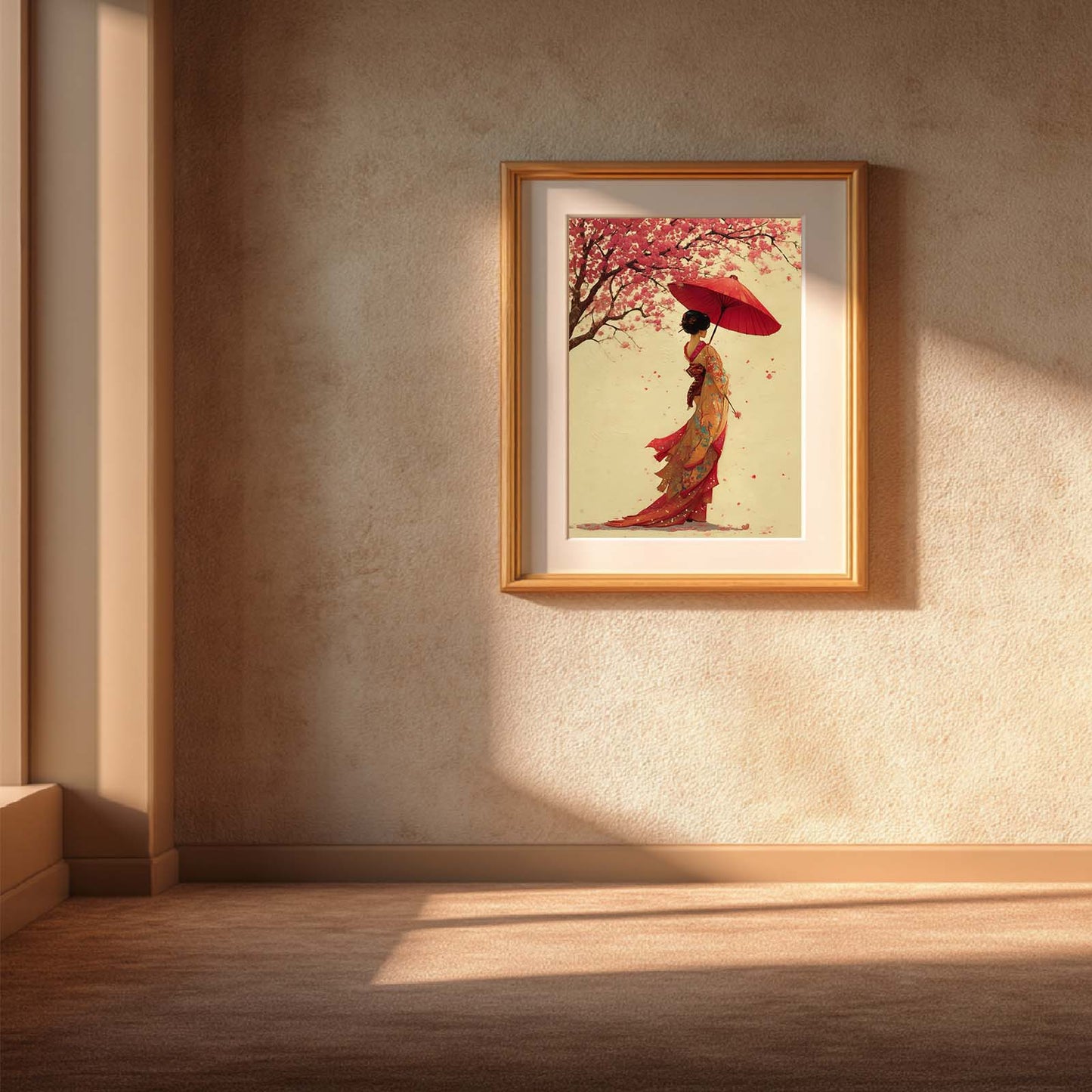 Abstract Oil Painting Japanese  Cherry Blossoms Torii