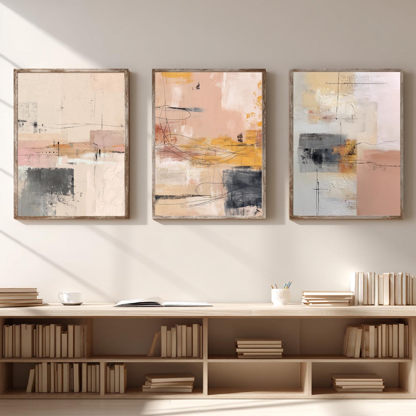 Abstract Gray Beige Geometric Lines