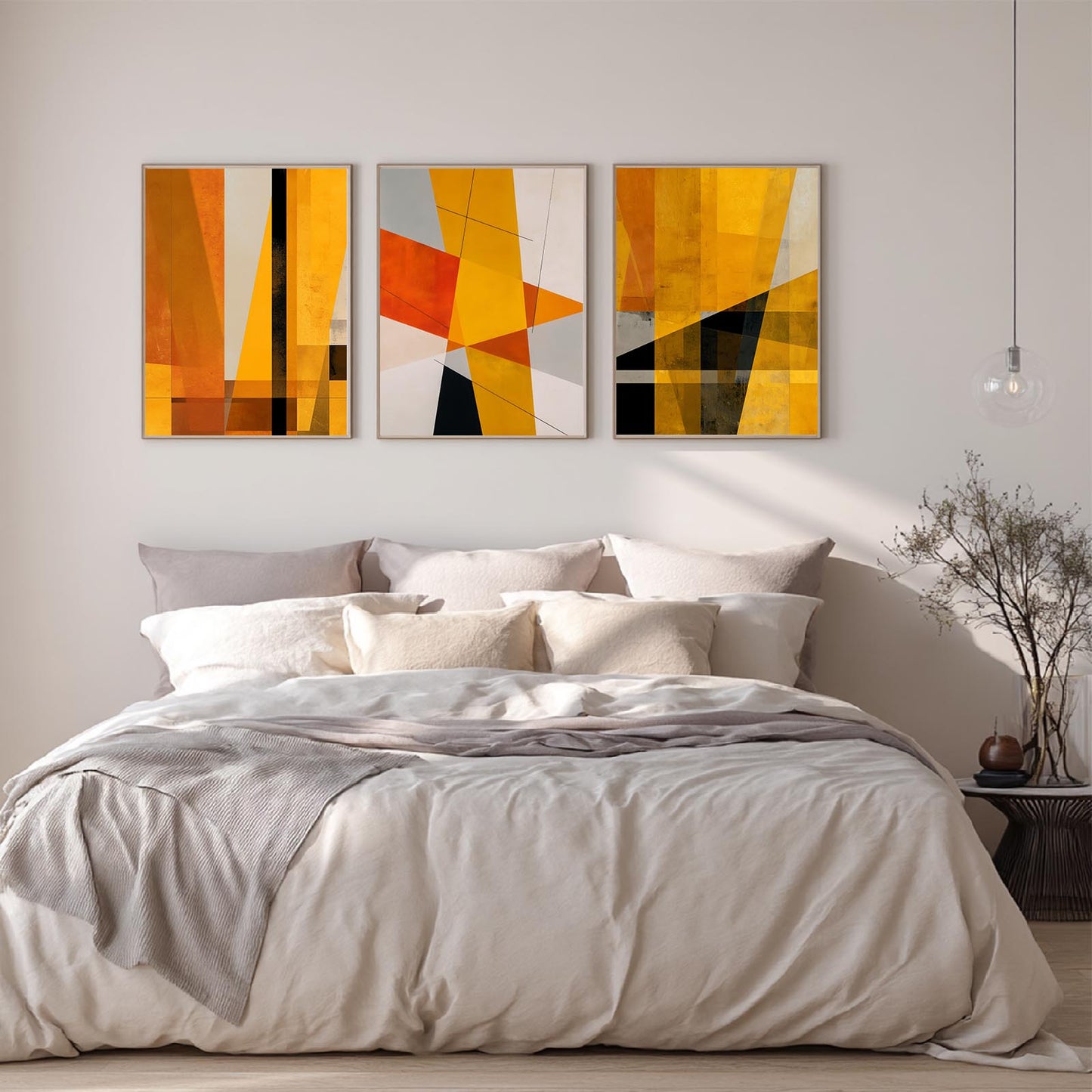 Beige Yellow Geometry Abstract