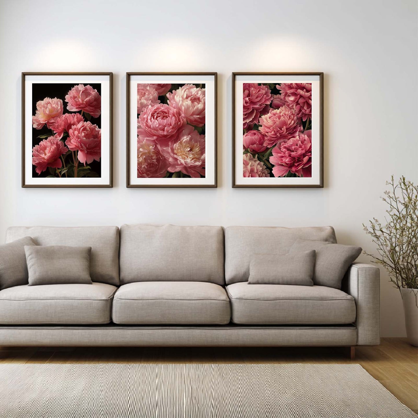 Abstract Pink Flower Canvas Painting Wall Art for Living Room Bedroom Decoration, Poster Print, Frameless