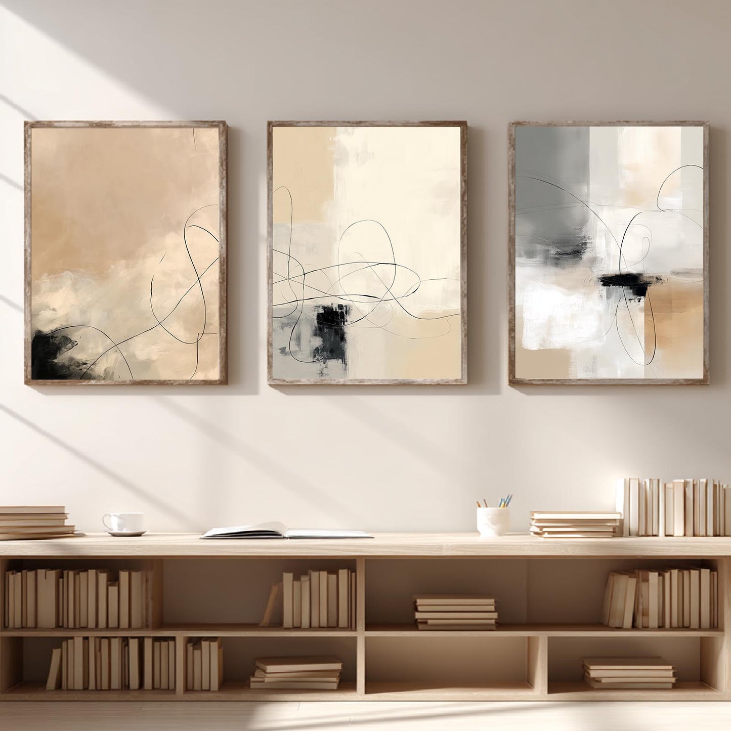 Abstract Gray Beige Geometric Lines