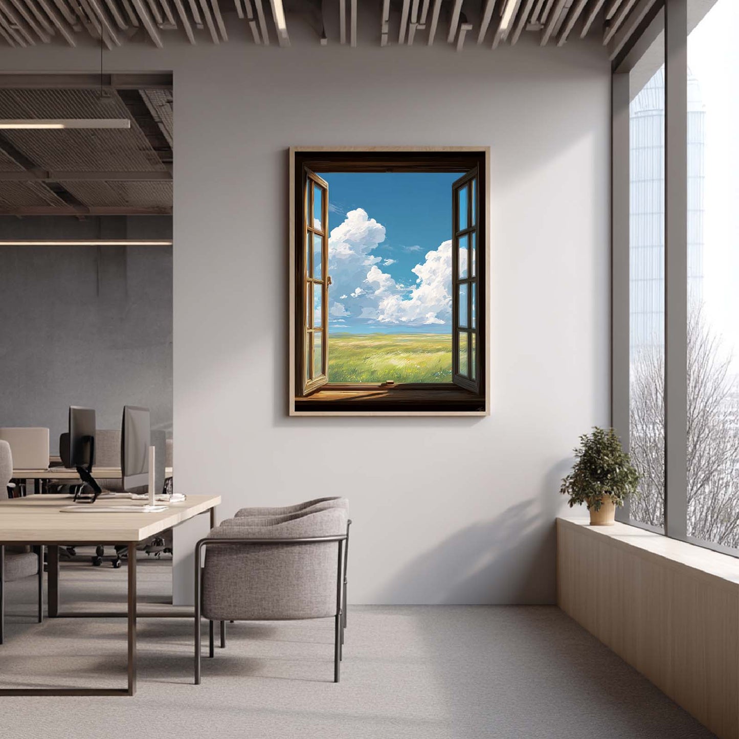 Abstract Landscape Blue Sky White Clouds Canvas Painting – Wall Art for Living Room Bedroom Decoration, Poster Print, Frameless