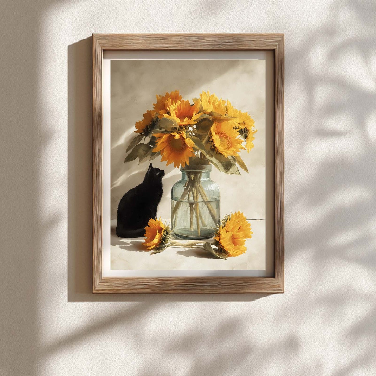 Abstract Vase Cat Canvas Painting – Wall Art for Living Room Bedroom Decoration, Poster Print, Frameless