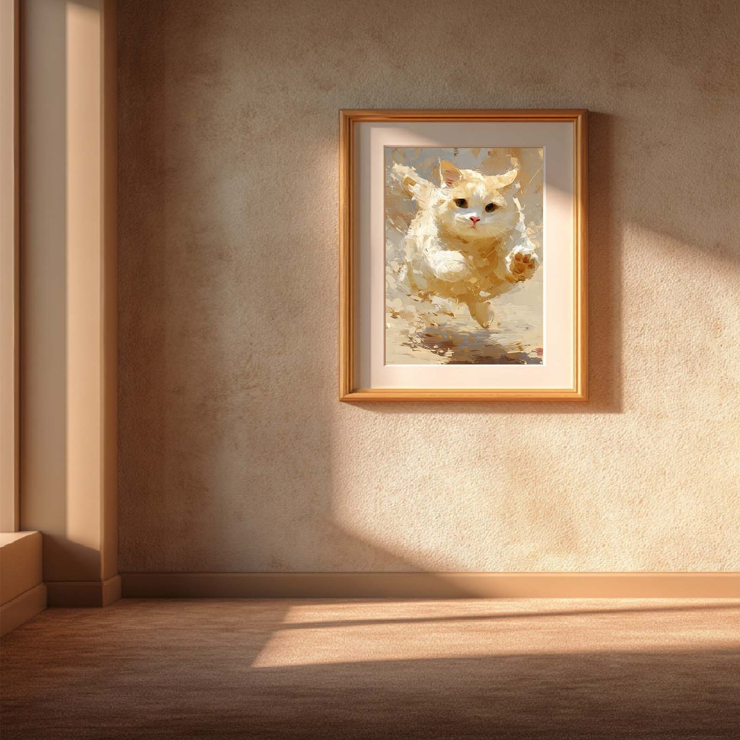 Abstract Animal Canvas Painting Cute Running kitten Wall Art Pictures for Living Room Bedroom Decoration Canvas Pictures Poster Frameless