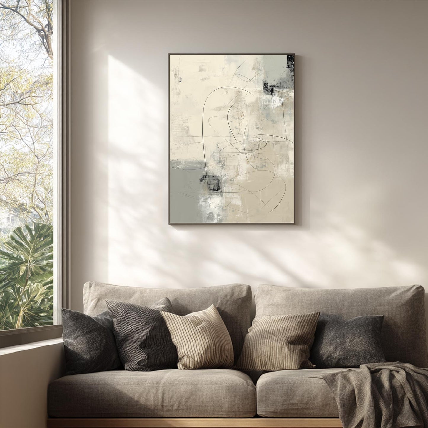 Abstract Gray Beige Geometric Lines