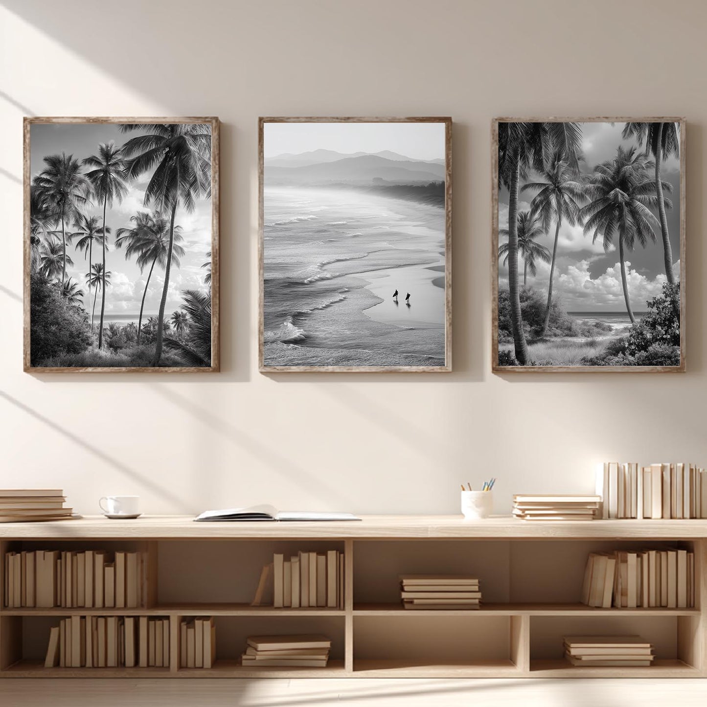 Black and White Beach Surfing