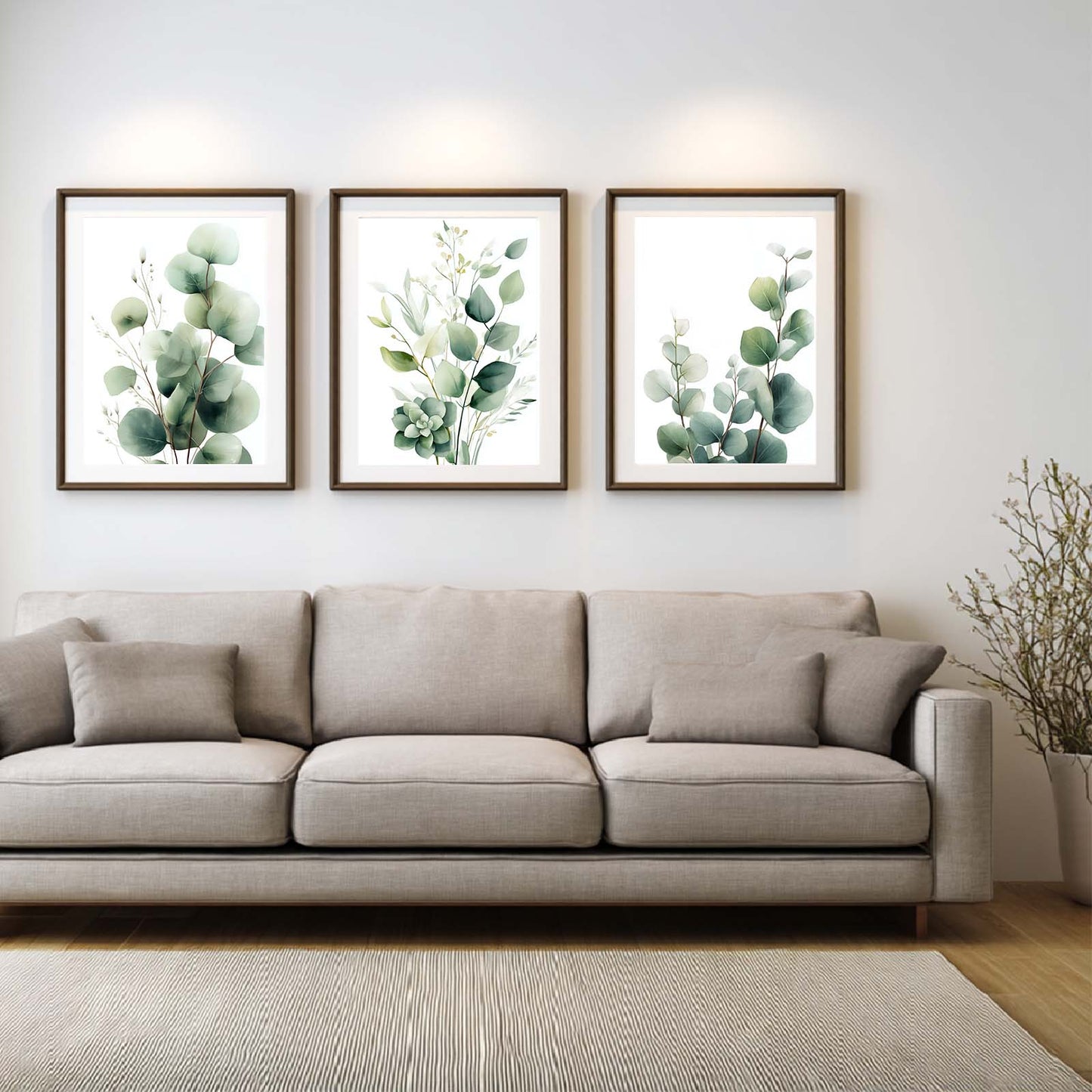 Abstract Flower Green Leaves Plant Canvas Painting Wall Art for Living Room Bedroom Decoration, Poster Print, Frameless