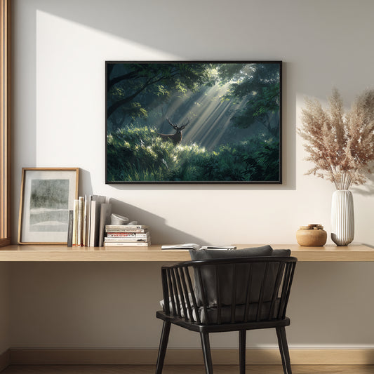 Nature Animal Deer in The Forest Abstract Landscape Sunlight