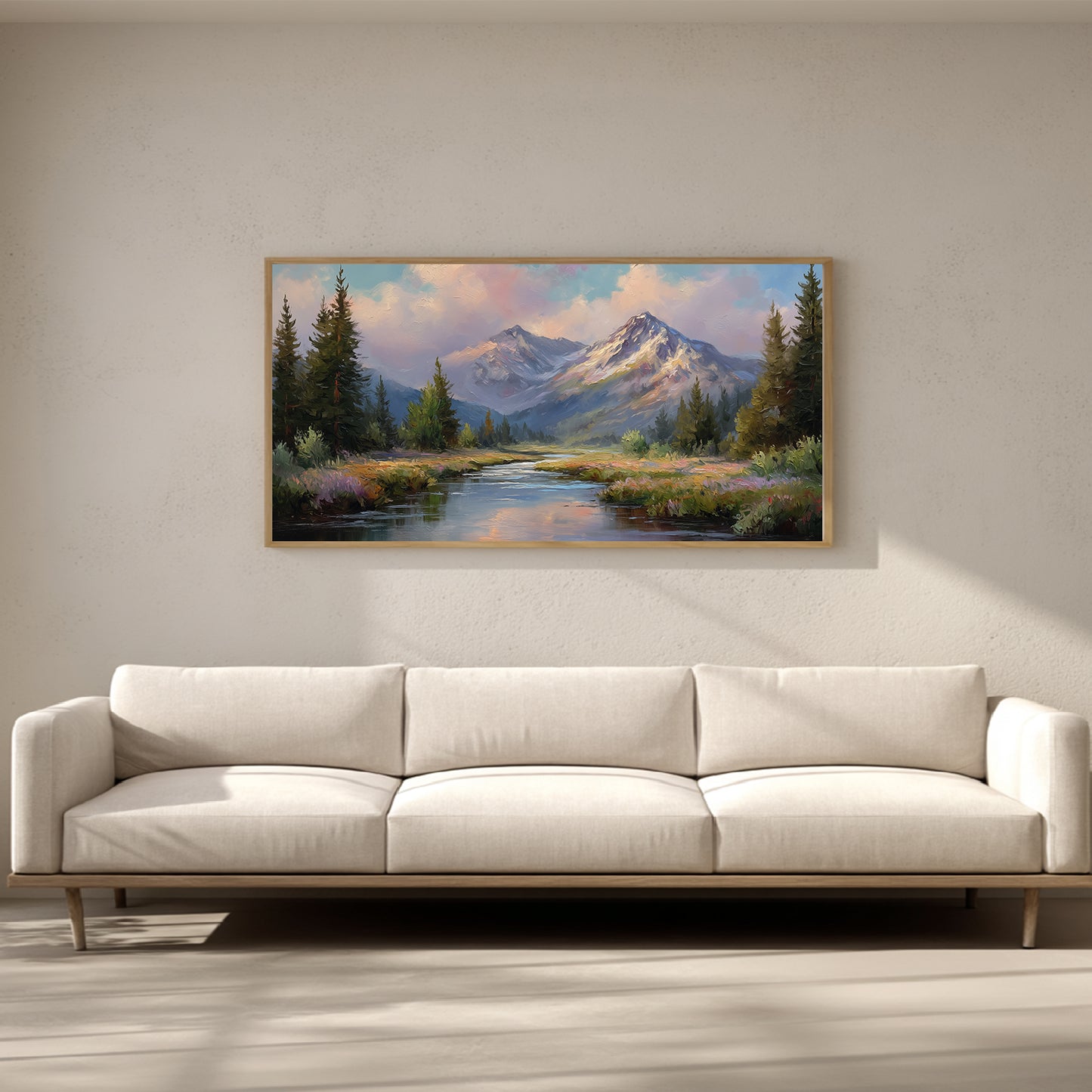 Snowy Mountain Lake Abstract Landscape