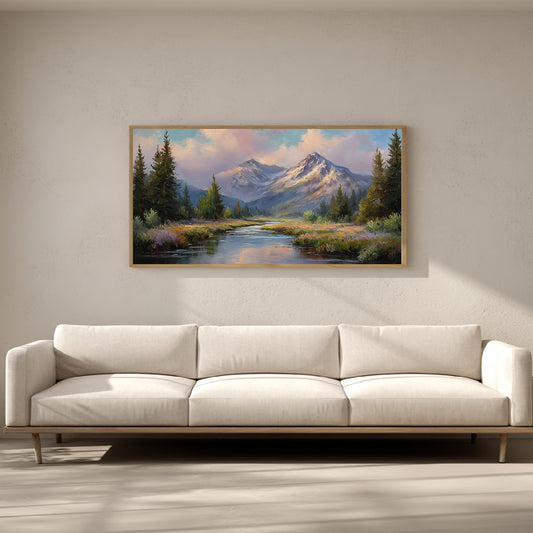 Snowy Mountain Lake Abstract Landscape