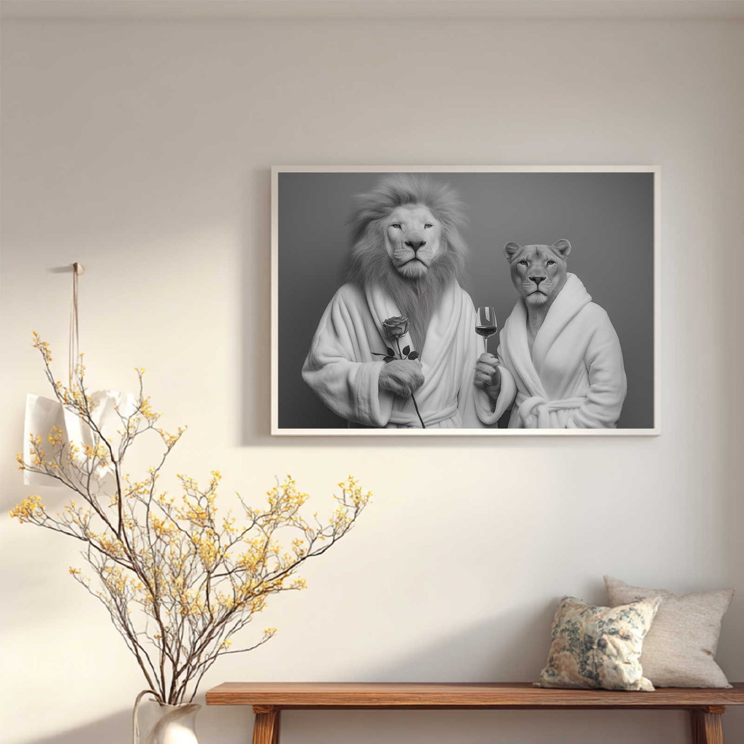 Abstract Funny Animal Bathrobe Lion Couple