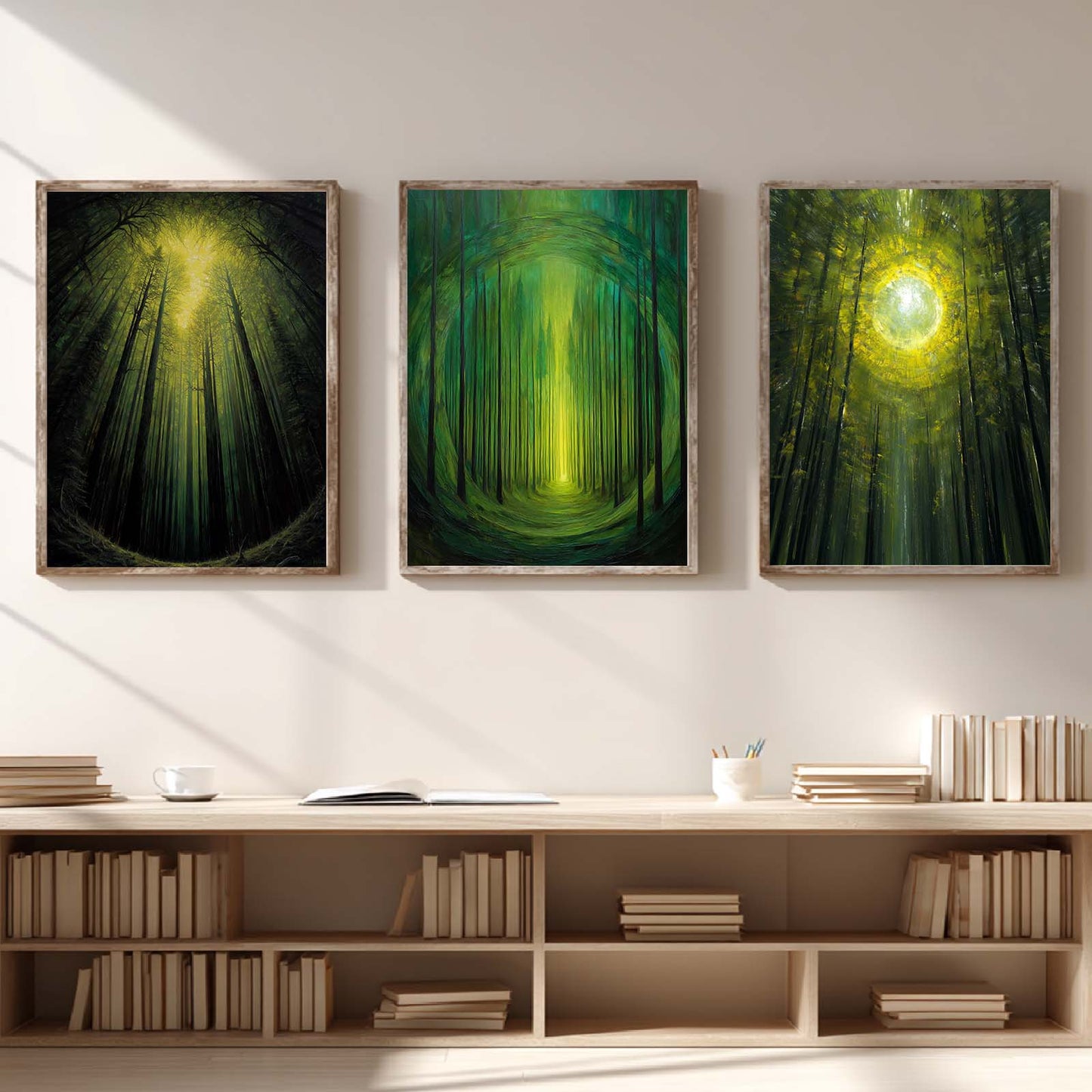 Abstract Landscape Forest Sunlight Canvas Painting Wall Art for Living Room Bedroom Decoration, Poster Print, Frameless