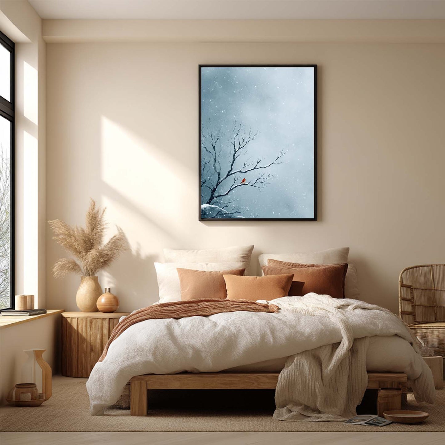 Abstract Oil Painting Winter Bird