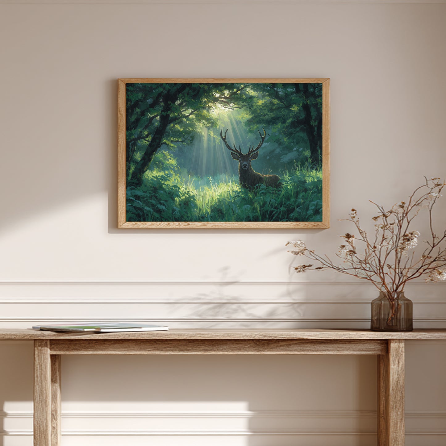 Nature Animal Deer in The Forest Abstract Landscape Sunlight
