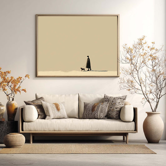 Abstract Oil Painting Beige Lonely Person