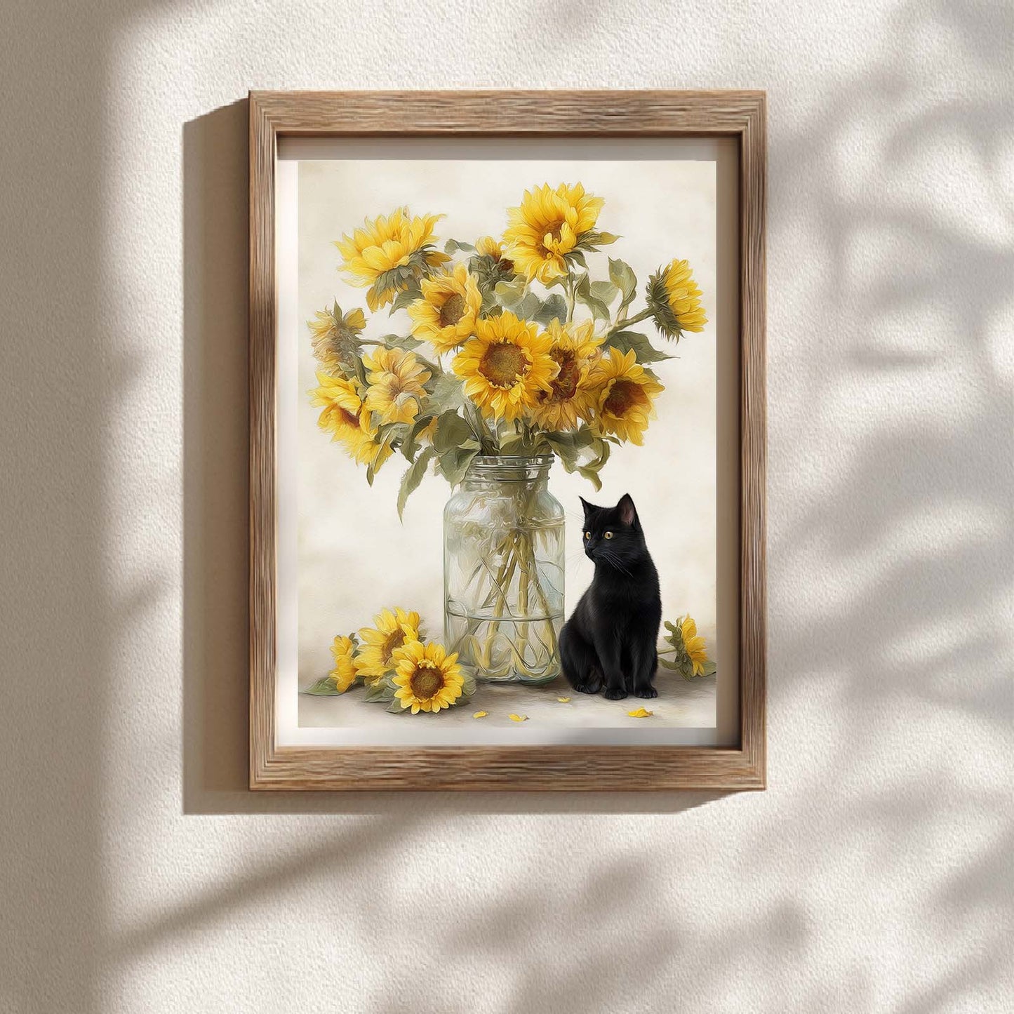 Abstract Vase Cat Canvas Painting – Wall Art for Living Room Bedroom Decoration, Poster Print, Frameless