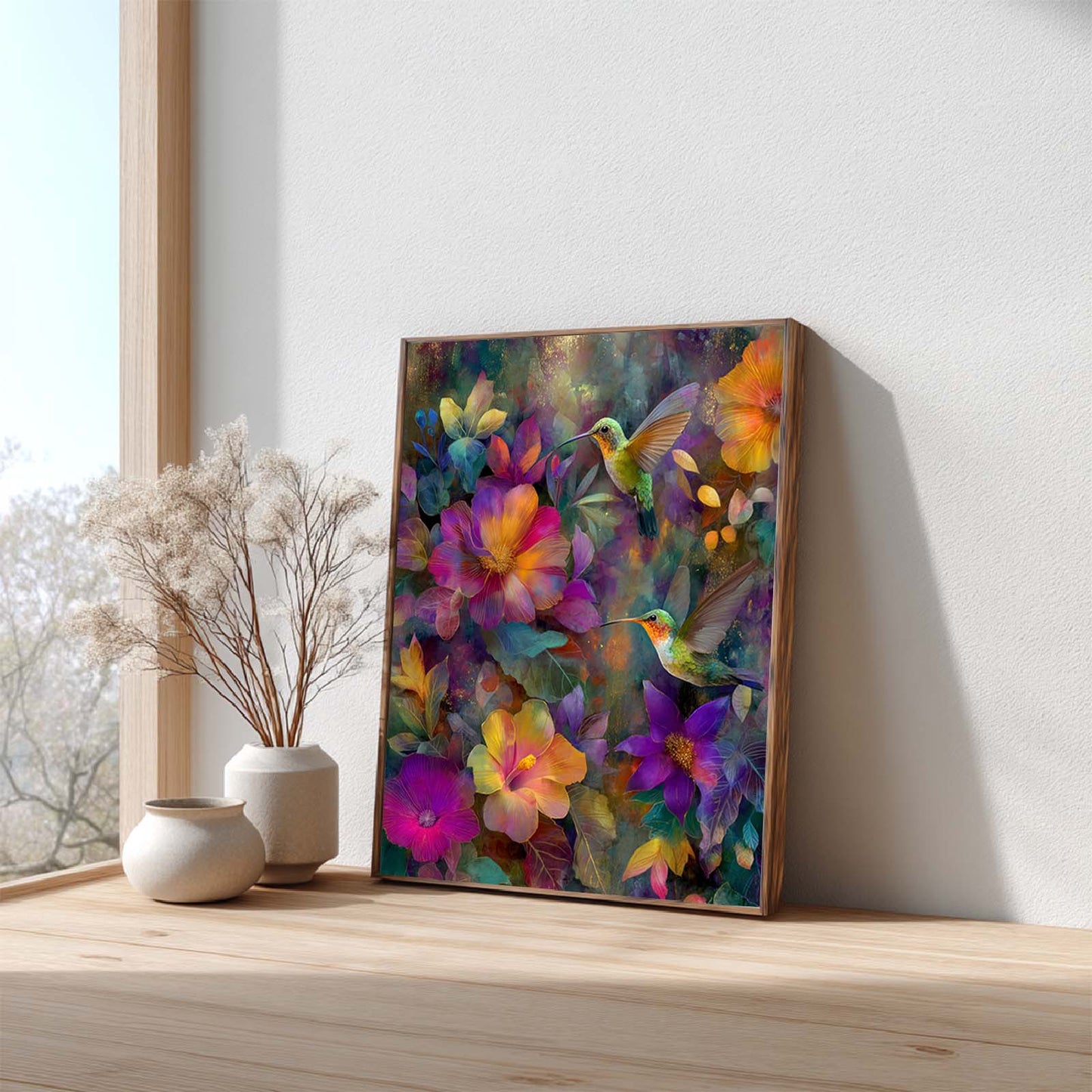 Tropical Flower Plants and Birds