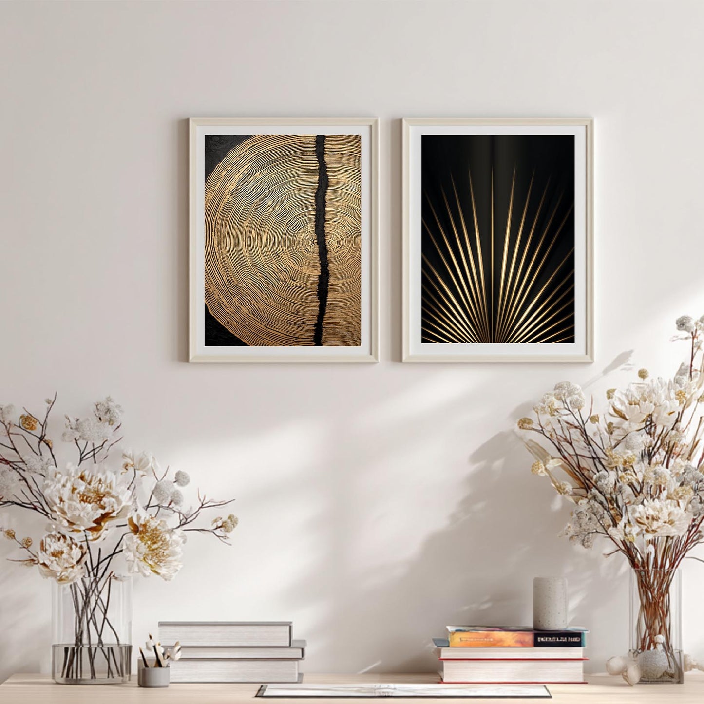 Abstract Black Gold Wood Grain