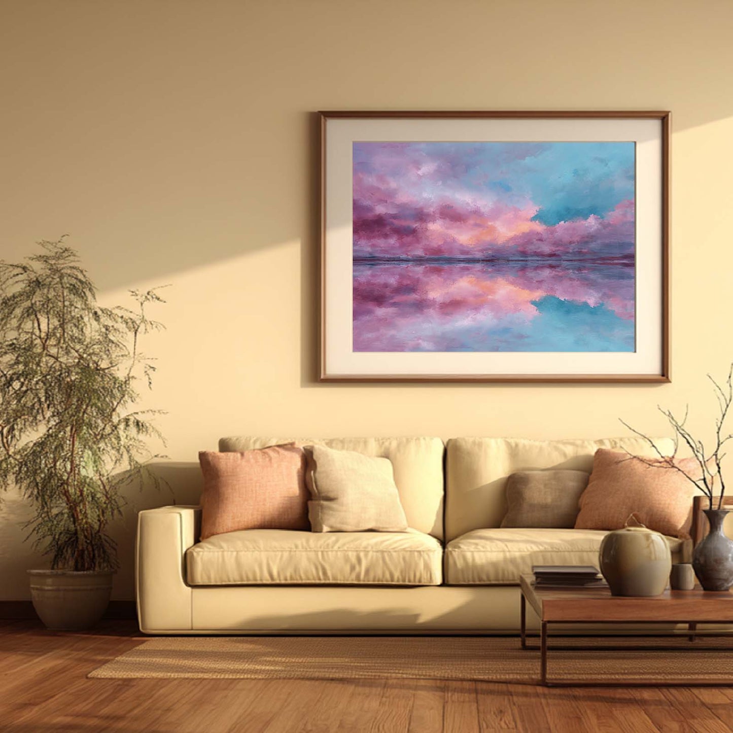 Abstract Oil Pink Sky Landscape