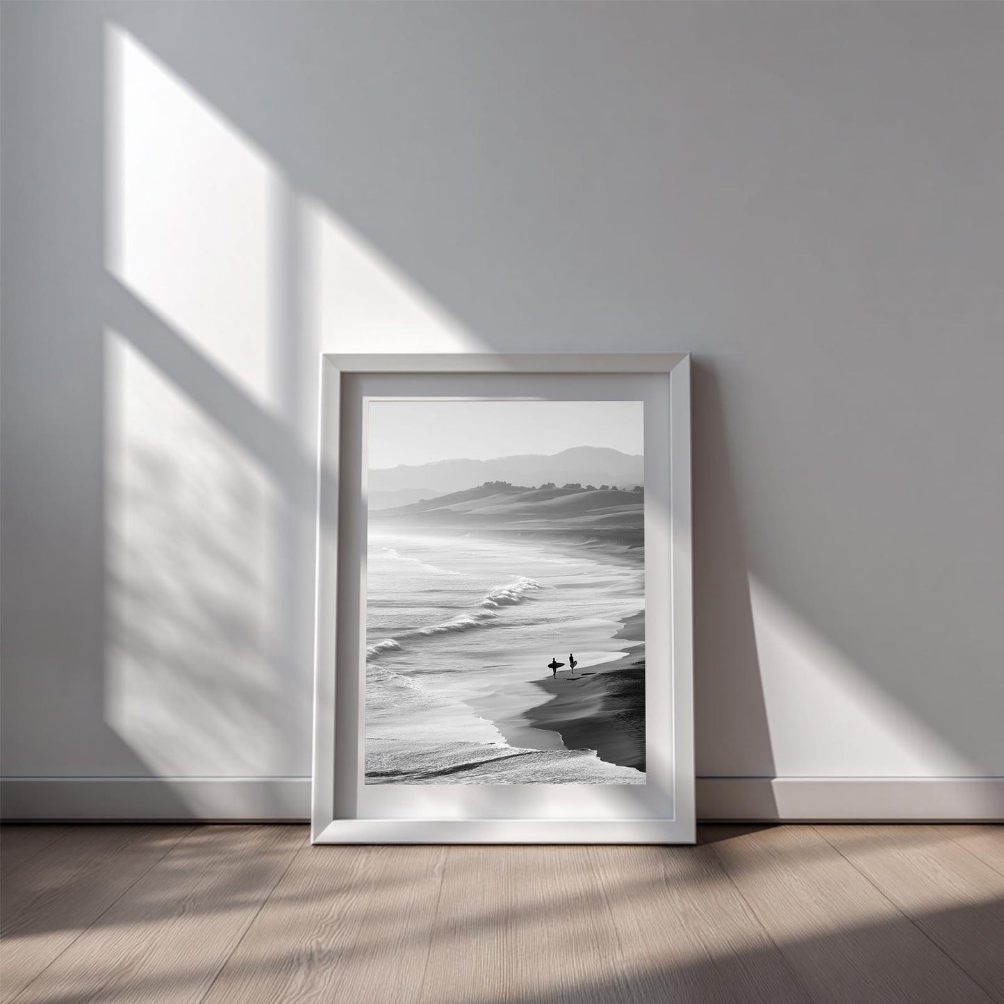 Black and White Beach Surfing