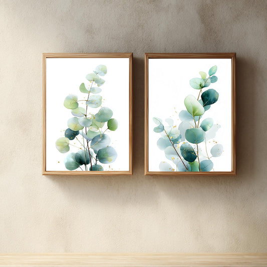 Golden Green Plants Watercolor Style