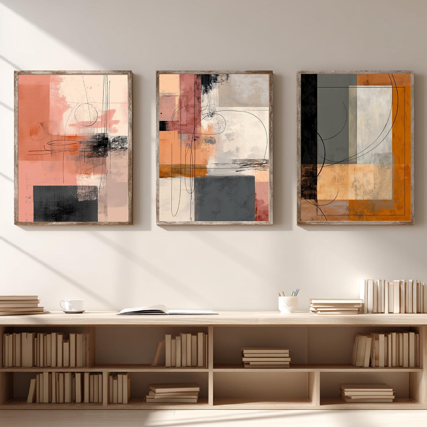 Abstract Gray Beige Geometric Lines