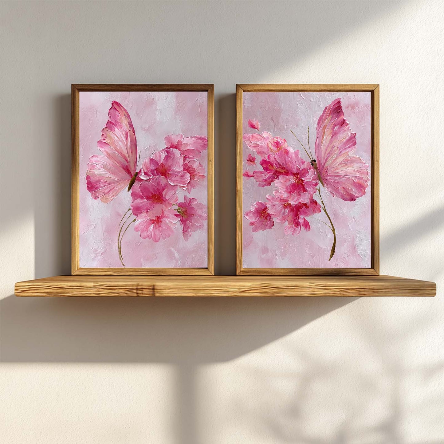 Abstract Pink Butterfly Flower Canvas Painting – Wall Art for Living Room Bedroom Decoration, Poster Print, Frameless