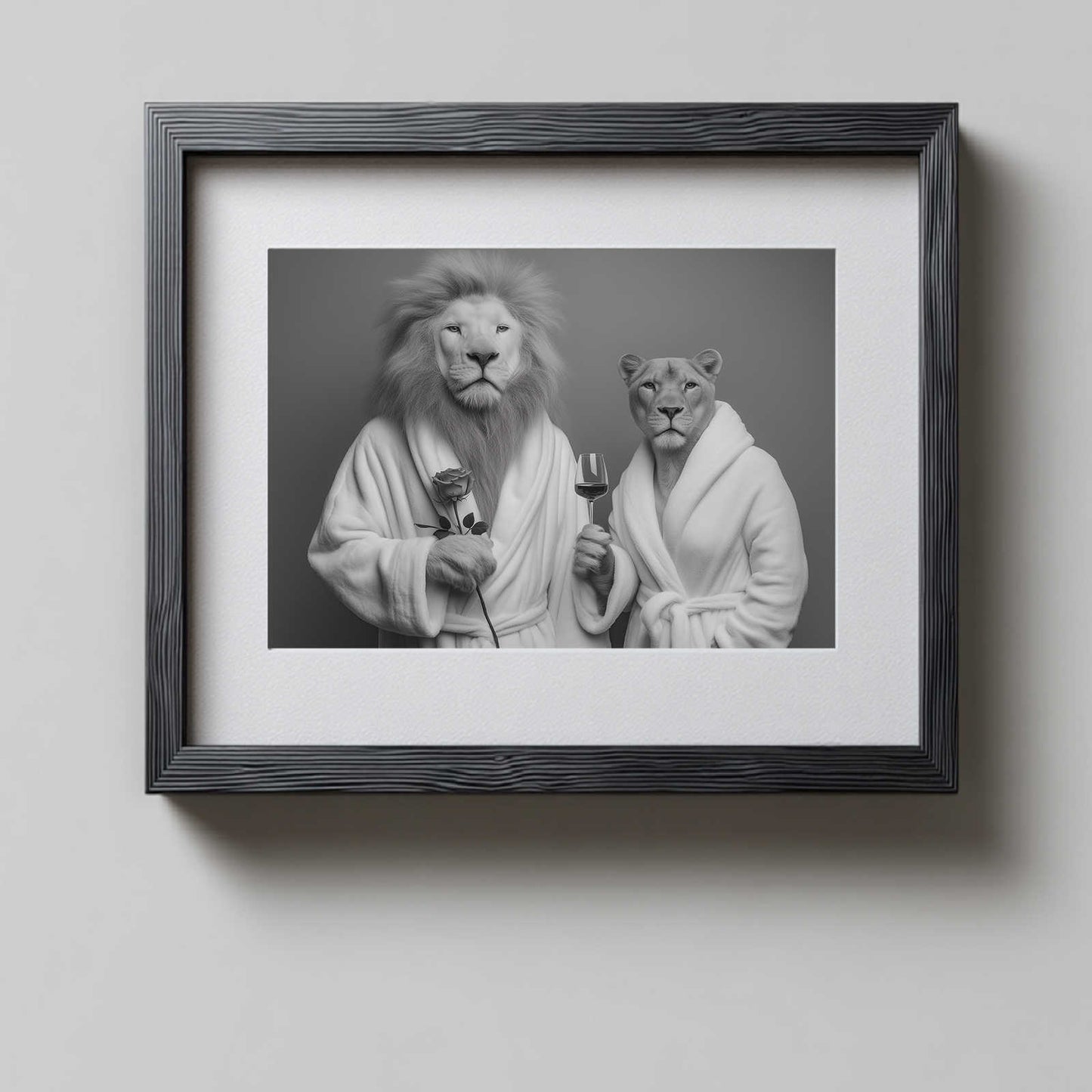 Abstract Funny Animal Bathrobe Lion Couple